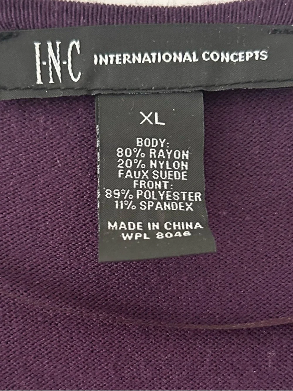 INC International Concepts Plum Open-Front Draped Faux Suede Cardigan - Picture 2 of 5